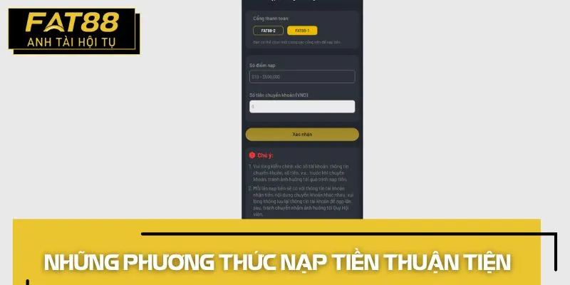 nạp tiền các phương thức