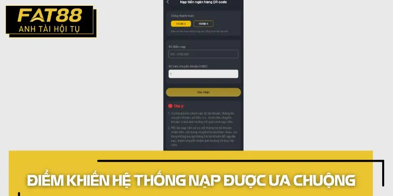 nạp tiền ưu điểm